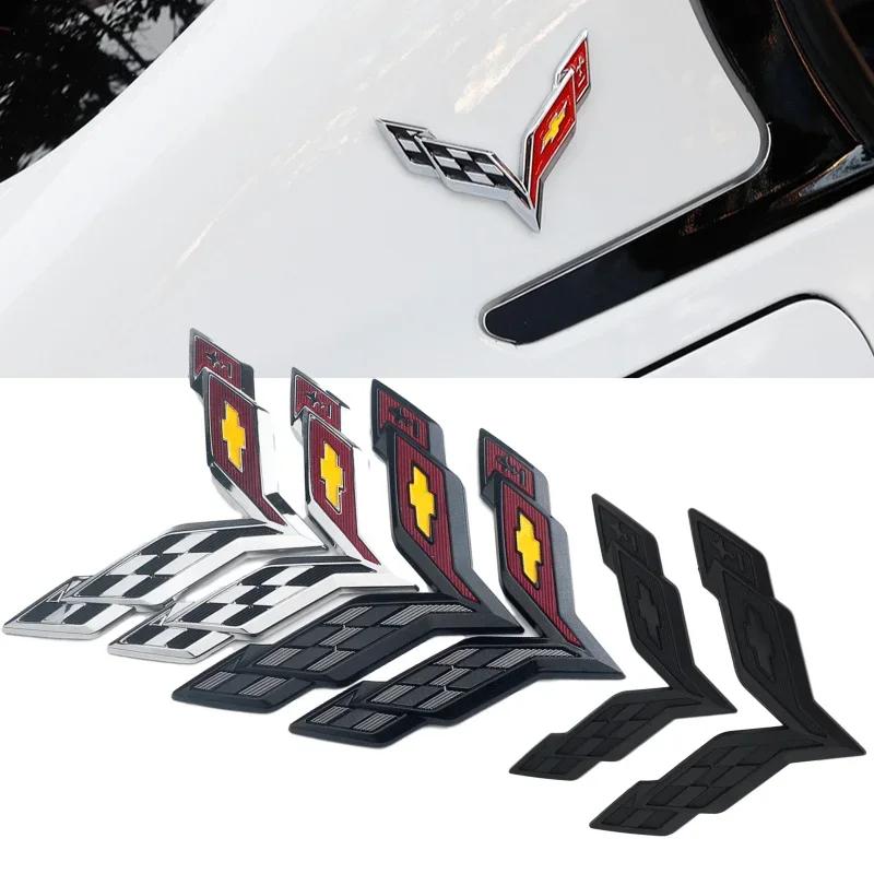 2pcs ABS Car Front Emblem Rear Trunk Badge Sticker for Chevrolet Corvette Logo Aveo Cruze Malibu Captiva Trax Niva Captiva
