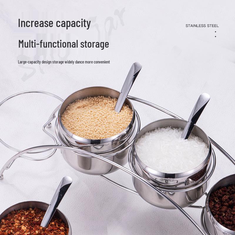 304 Stainless Steel Spice Jar Set - Korean Style Condiment Jars for Home, Cafeteria, Hotel