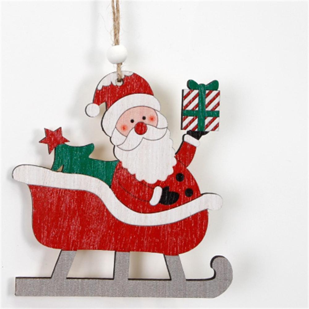 Santa Claus Riding Bicycles Sleds Christmas Wooden Decorations Christmas Tree Hanging Ornaments 2026 New Year Gift
