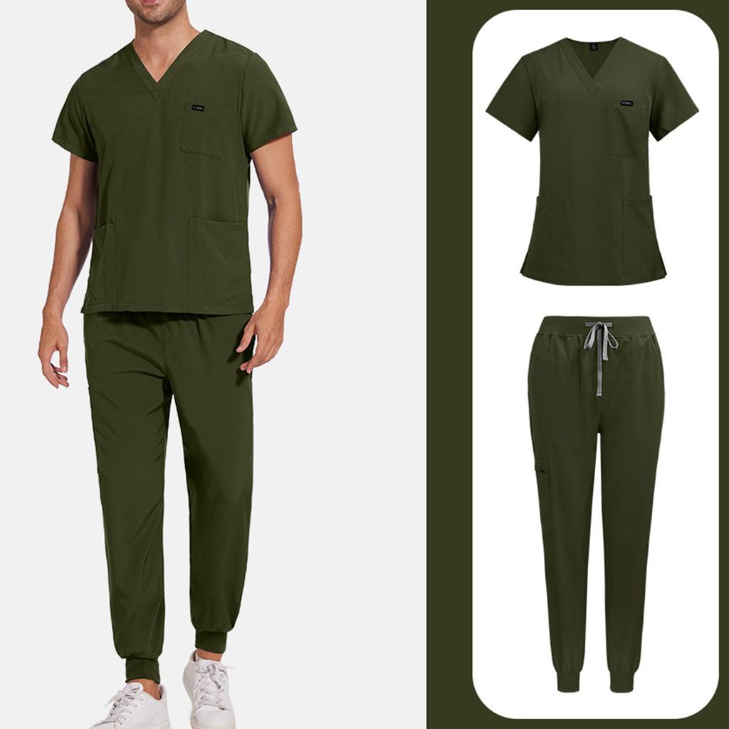 Mens' Comfortable And Casual Solid Color Short Sleeved Pants Protective Suit Set