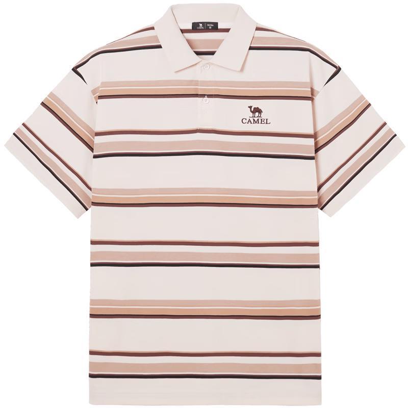 Camel Men s Retro Striped Color Block Polo T-Shirt M