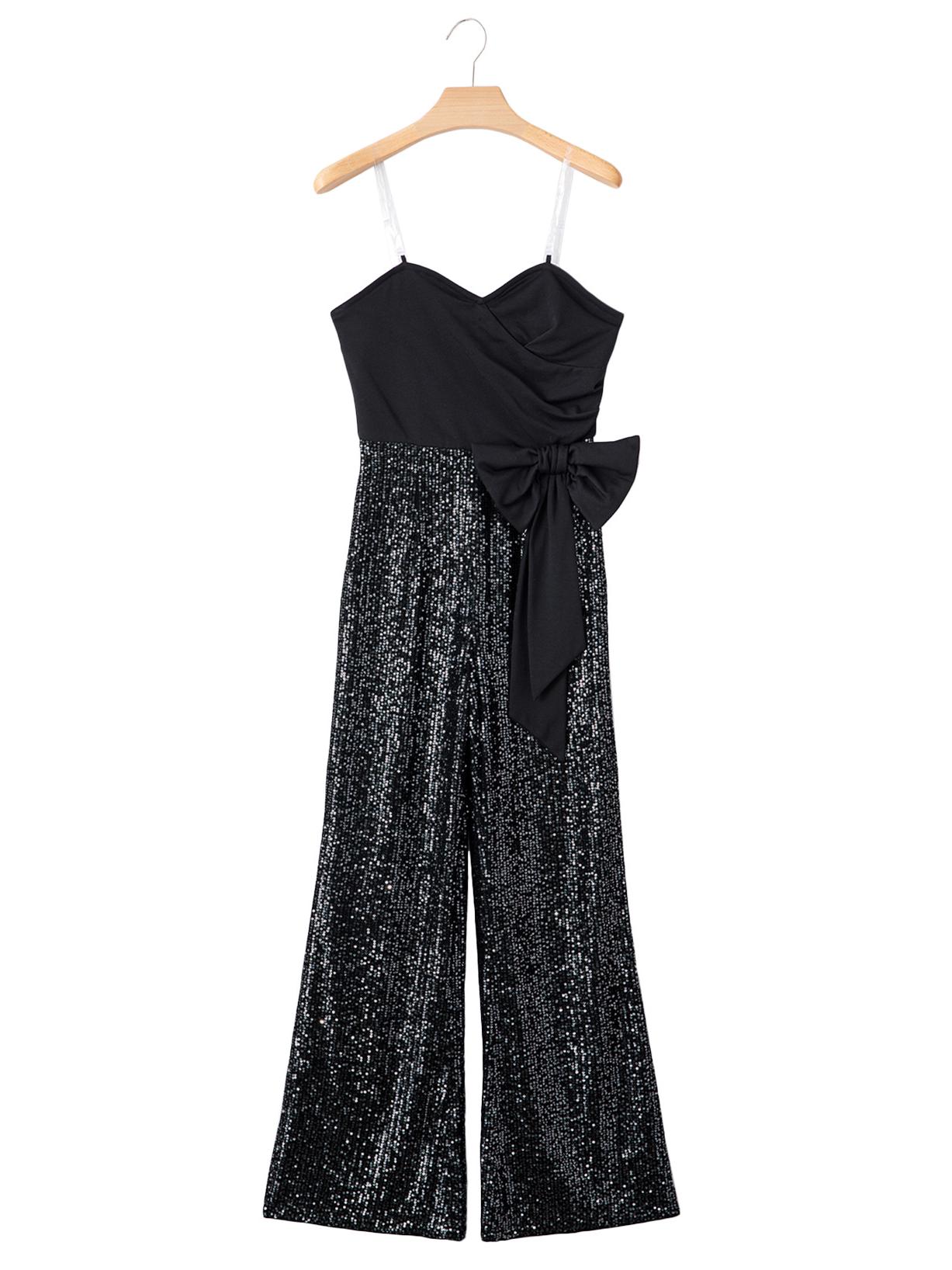 

Женский модный комбинезон Shiying с высокой талией и отделкой бантом Medium чёрный