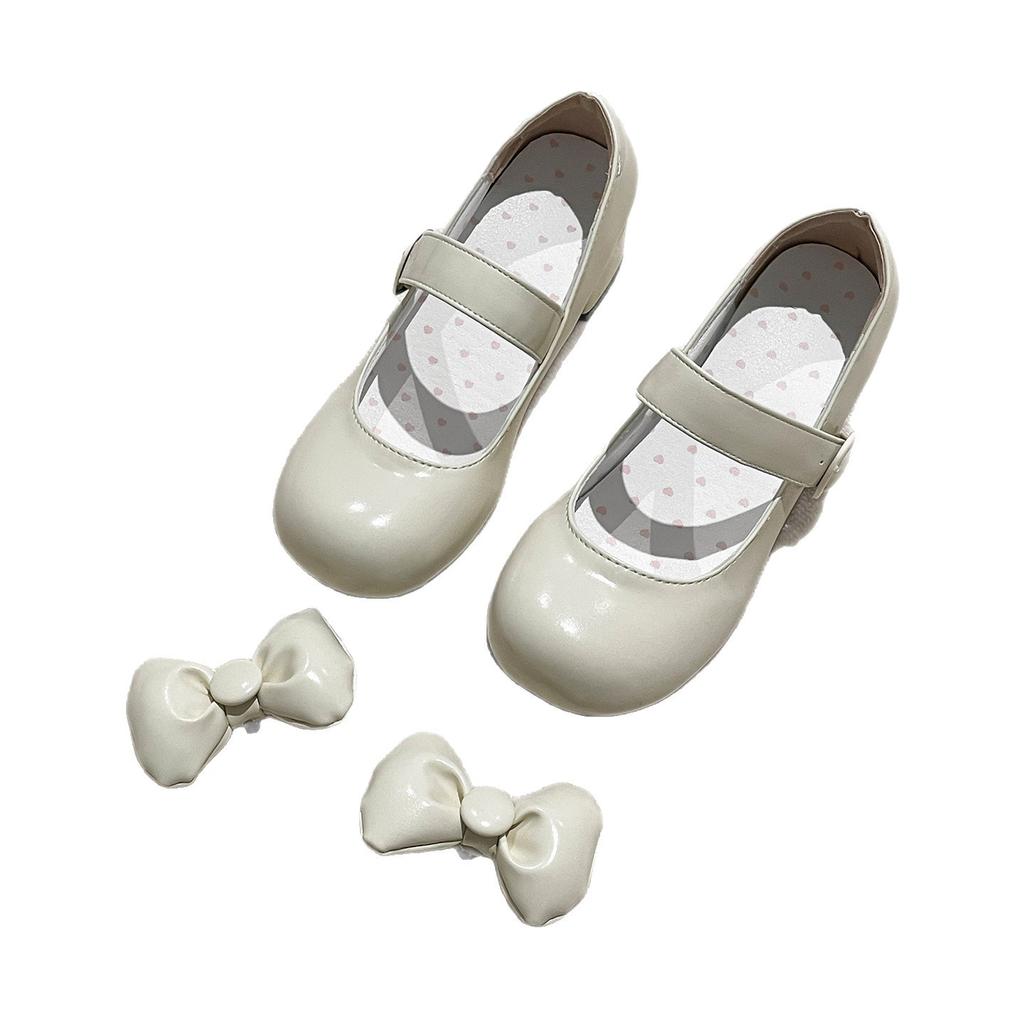 Fairy style sexy bow Mary Jane shoes women's 2025 new niche design sense white thick heel high heels