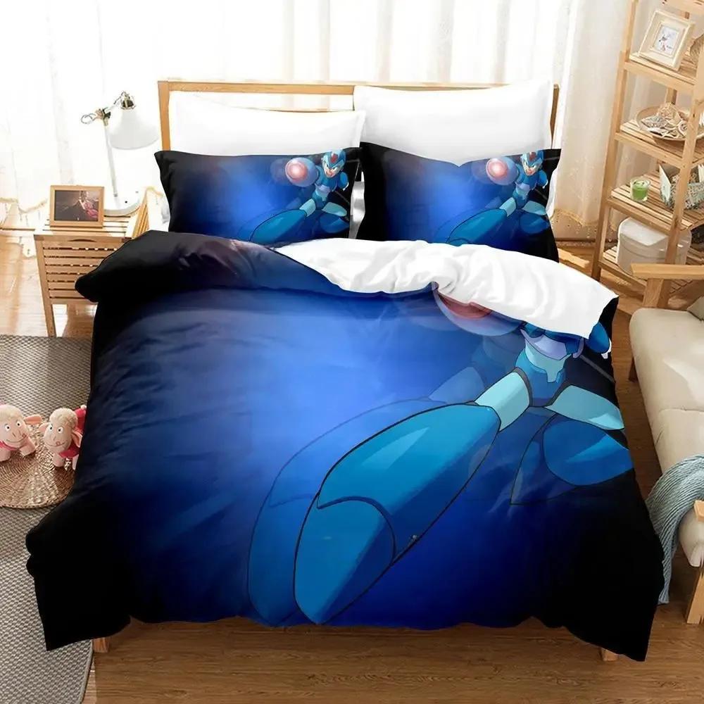 Mega Man X DiVE Beding Set Single Twin Ful Quen King-Sized Dimensionsd Dimensions Bed Linen Set Adult People Kid Bedrom Duvet cover Sets 3D Anime Bed