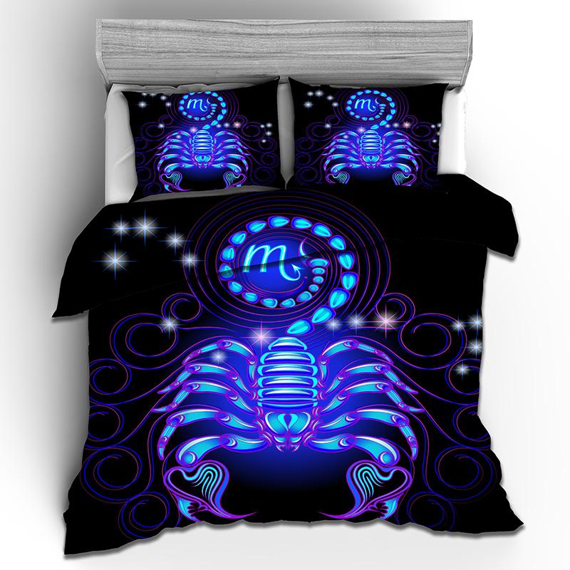 Kemila 3D Digital Printing 12 Constellations Gorgeous Quilt Cover Pillowcase Double Bed Set Sheet Soft Bedding Pictures