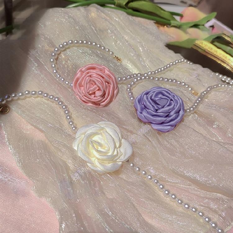 Pendant Necklaces Artificial Pearl Flower Choker Women Girls Chain Necklaces
