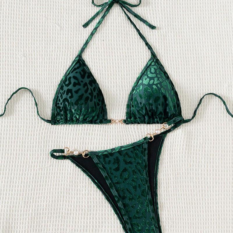 2025 European & American Split Bikini Swimsuit: Tie-Up Sexy Print Beachwear for Women