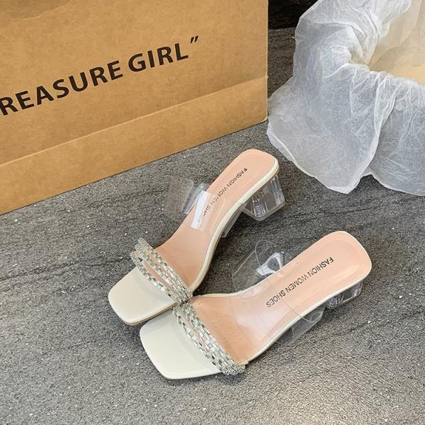 Fashion Women's Shoes Silver Ladies' Slippers Luxury Slides Pantofle Butterfly-Knot Square Toe Designer 2025 Block Butterfly-knot