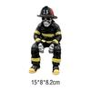 Resin Skeleton Firefighter Shelf Sitter Halloween Skull Fireman Figurine In Sitting Pose Creative Desk Bookshelf Decor Ornament