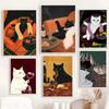 1PC Funny Black White Cats Red Wine Poster Poster Print Home Living Room Bedroom Entrance Bar Cafe Art Canvas Painting Decor