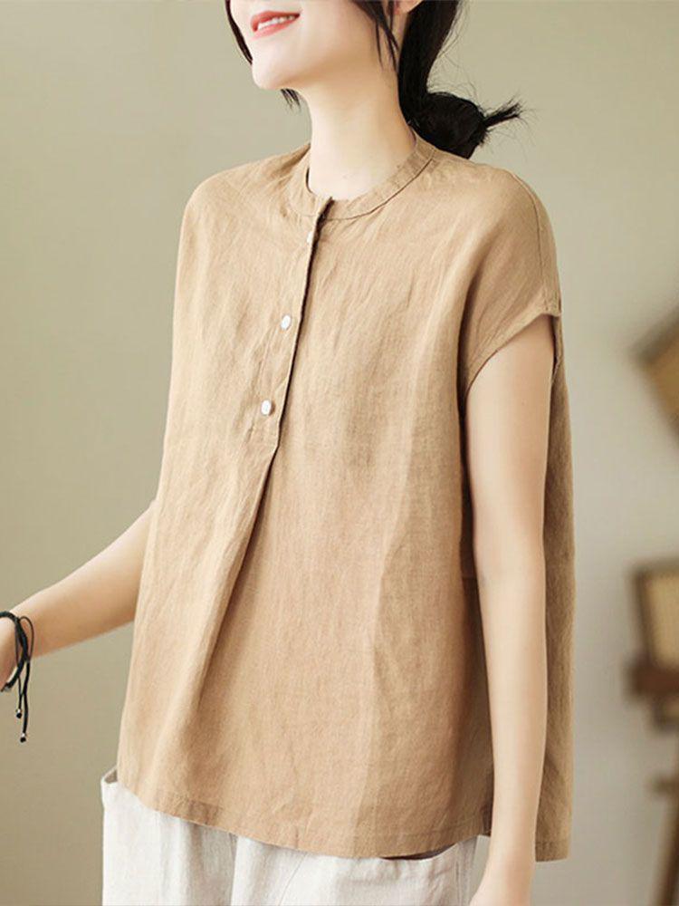 

Женский летний топ без рукавов из льна и хлопка большого размера - Свободный крой для женщин среднего и пожилого возраста 2XL (Recommended 67.5-75 kg) хаки