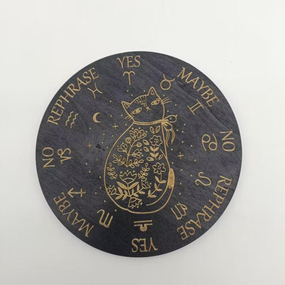 Black and White Seven-Star Array Wooden Energy Plate - Meditation and Home Decor