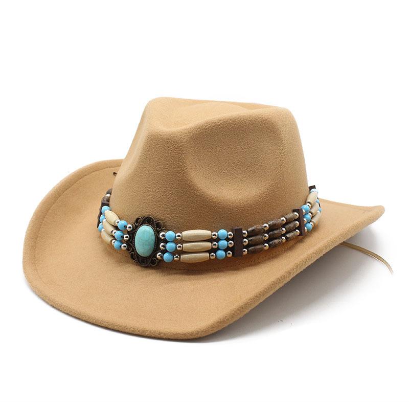 Spring Men'S And Women'S Riding Woolen Felt Hats Western Cowboy Hats British Classic Retro Wide-Brimmed Top Hats