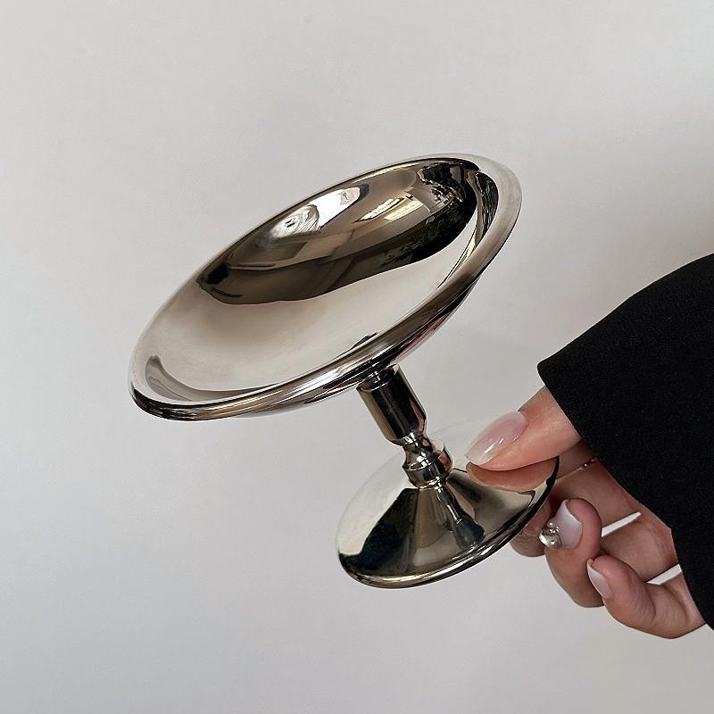 Stainless Steel Dessert Plate Cake Tray Ice Cream Cup Tall Cup High Tea Snack Pudding Fruit Dish Cute Plates Table Decoration