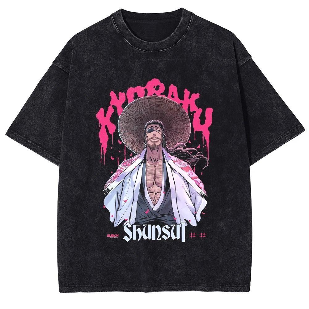 Jujutsu Kaisen Maki Zenin Graffiti-Stil Schriftzug Vintage Wash Print T-Shirt Herren 2026 Sommer Schwarz Übergroßes Tee Anime