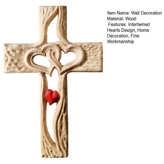 Splecione Serca Rzeźba Ścienna Ornament Podwójne Serca Dekoracja Ścienna Religijna Rustykalna Drewniana Ręcznie Rzeźbiona Ażurowa Dekoracja Ścienna