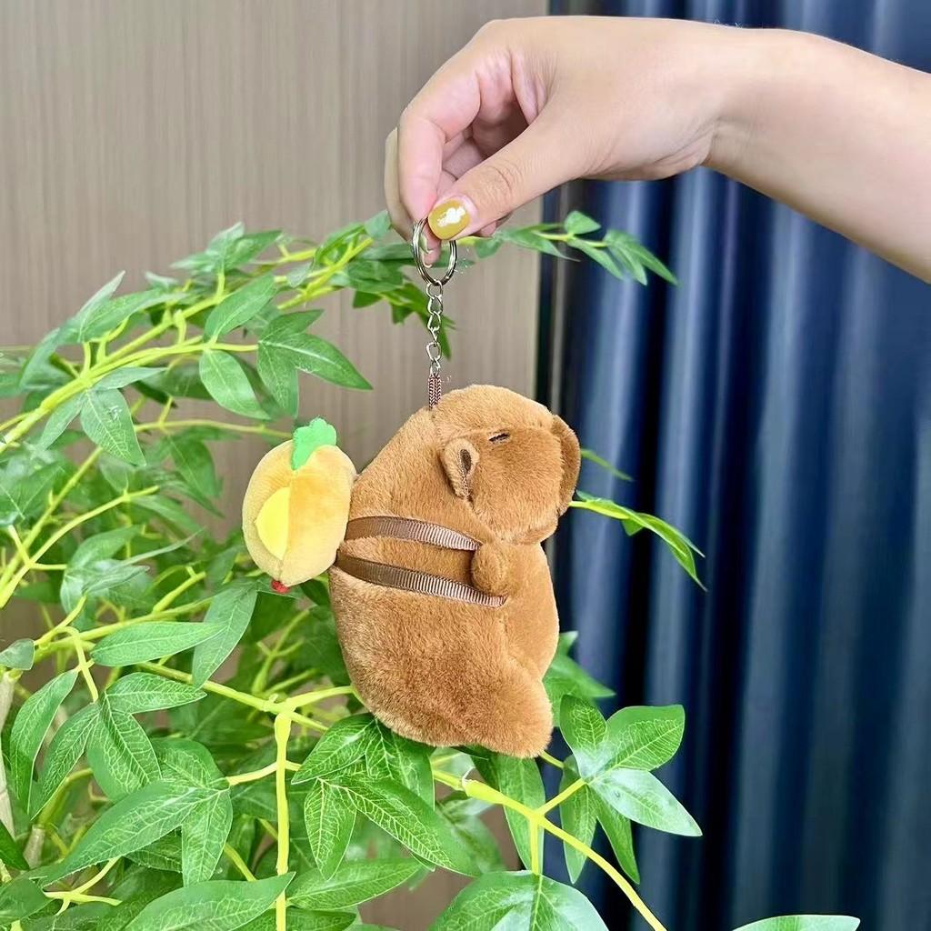 Capybara 11cm Fashionable Plush Keychain With Adorable Strawberry Hat Great Personalization For