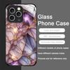 Stylish Purple-Crystal Marble Texture Tempered Glass Phone Case for IPhone 17 16 Pro Max 15 14 13 12 Mini 11 X XS 7 8 Plus Cover