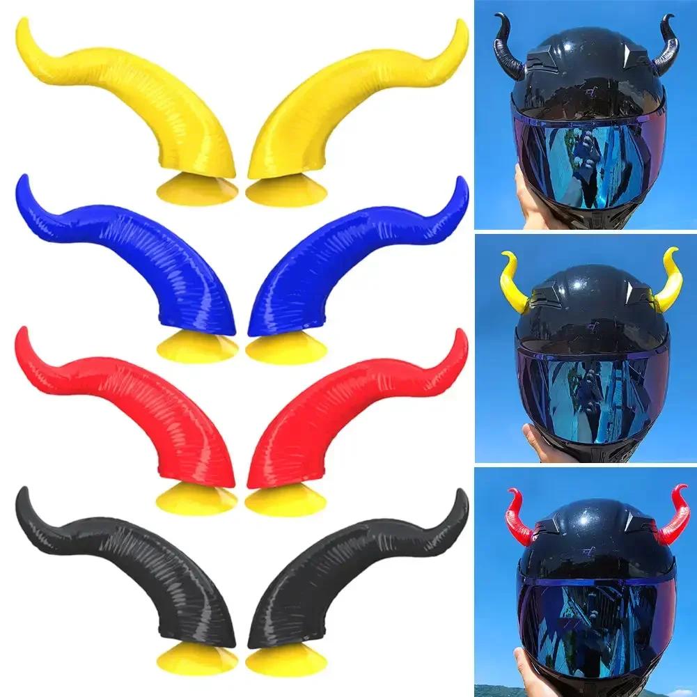 2PCS Motorcycle Helmet Devil's Horns Style Decoration Motorbike Helmet Accessories Stickers Cosplay Styling with Sucker