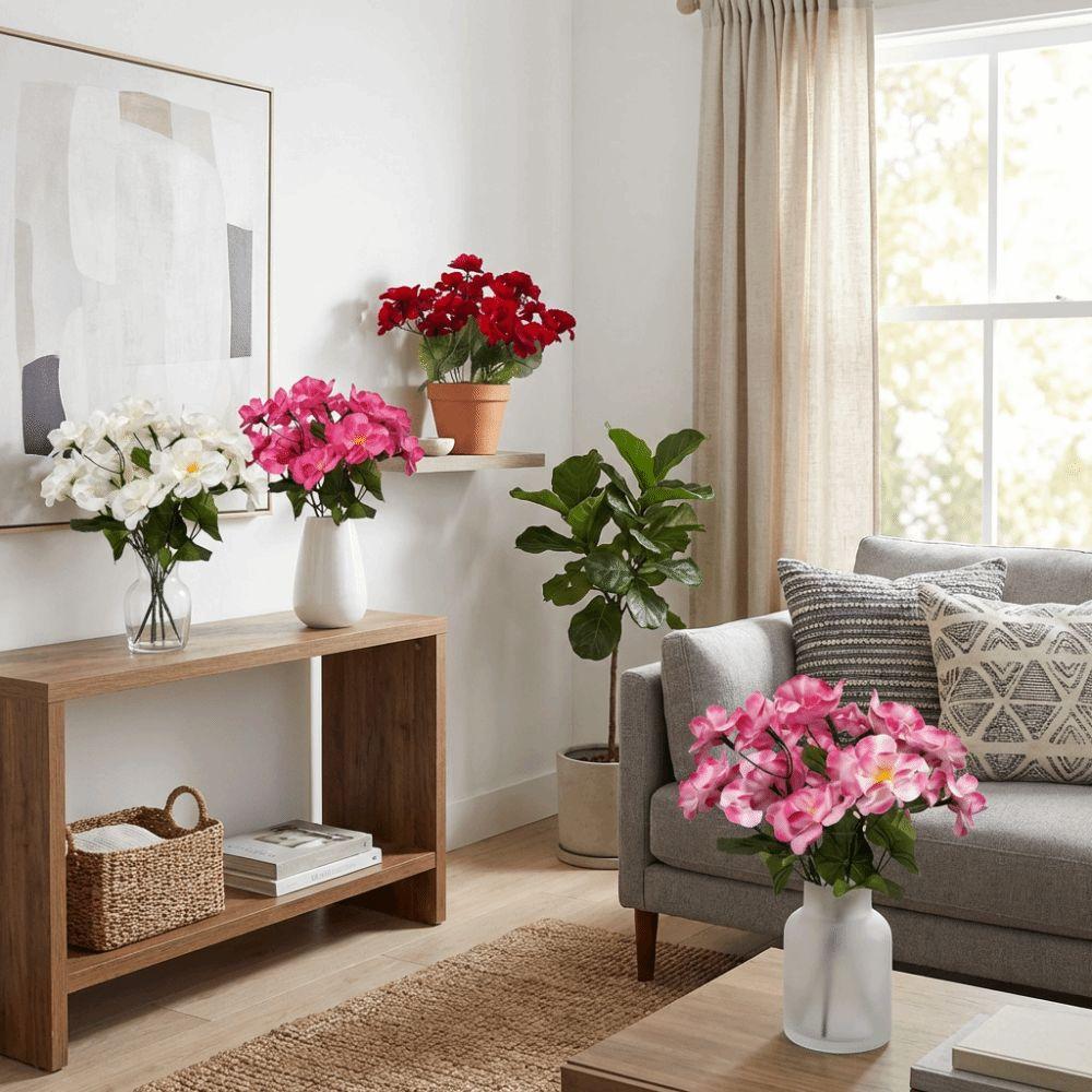 Floral Arrangement Silk Begonia Flower Realistic Simulated Begonia Branch  Christmas Party