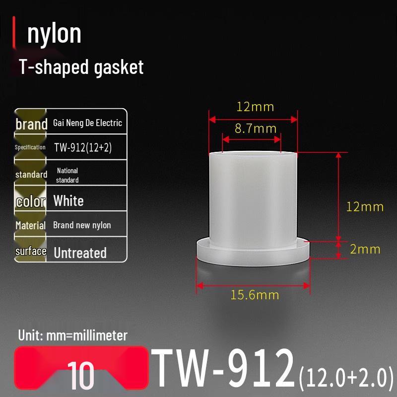 T-shaped Nylon Gasket Ring Screw Shaft Sleeve, Round Concave-Convex Insulation Pad, M2-M35