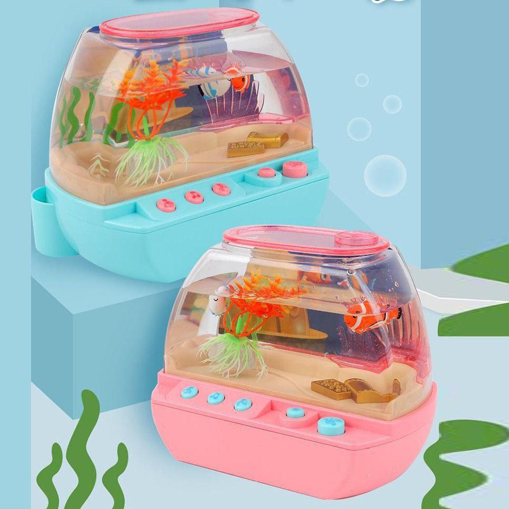 Creative Artificial Aquarium Toy Light Up Cartoon Mini Simulation Fish Tank Fake Fish Tank with Music Fish Tank Decoration