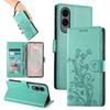 For Samsung Galaxy S25 Edge Wallet Case Butterfly Floral Imprint PU Leather Phone Cover with Wrist Strap