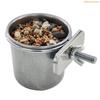 K1AE Pet Parrot Feeding Drinking Cup Stainless Steel Parrot Feeder with Clamp Holder for Cockatiel Conure Budgies Parakeet