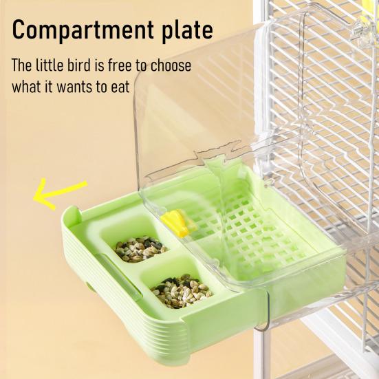 No Mess Bird Cage Feeder 2 in 1 Transparent Parakeet Bathtub with Bottom Drawer Multi-functional Shower Box for Budgies Parakeet Small Parrot