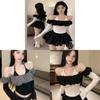 Private Style Oversize Oneshoulder Blouse With Color Block Ruffle For Autumn Wear