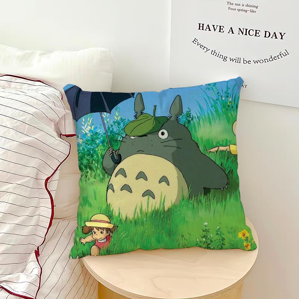 Klassisch Kawaii Niedlicher Kissenbezug Sofa Wohnzimmer Schlafzimmer Kopfteil Rückenlehne Kissen Quadratisches Kissen T-Totoroes Nickerchenzeit