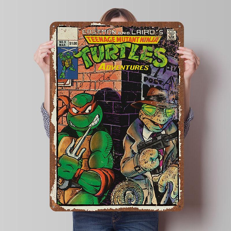 TMNT Tinplate Posters Customizable Wall Art Retro Vintage Metal Tin Signs for Bedroom Decoration Gaming Home Decor Accessories
