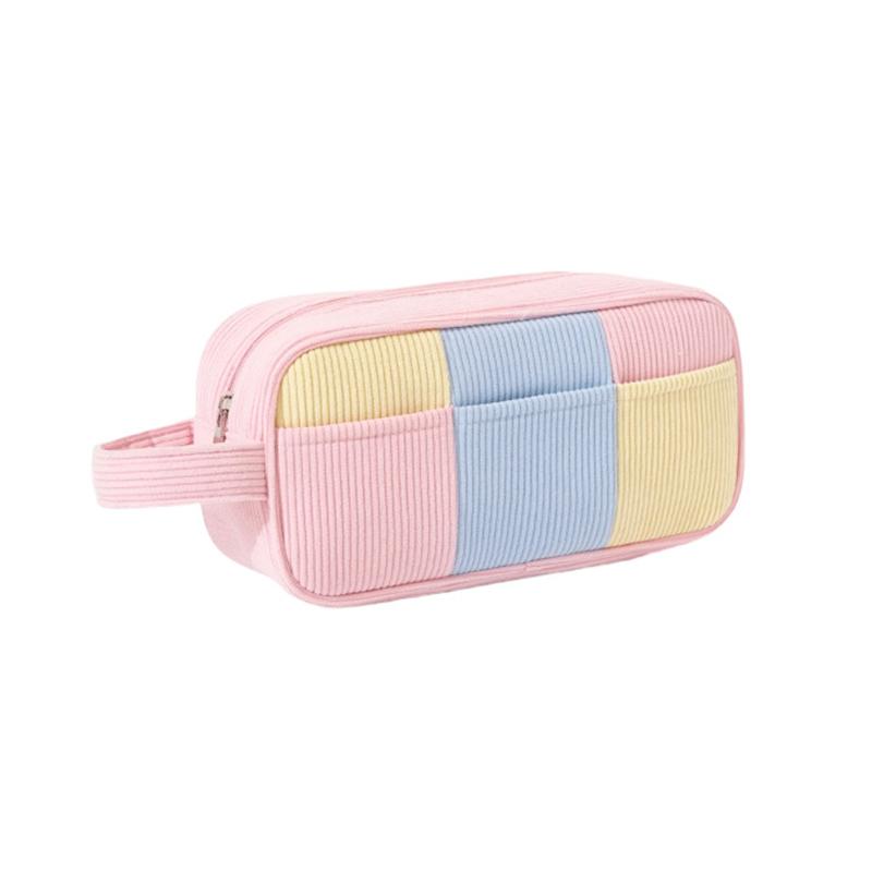 

Minimalist Corduroy Makeup Handbag Large Capacity Travel Cosmetics Storage Bag Makeup Bag For Women розовый