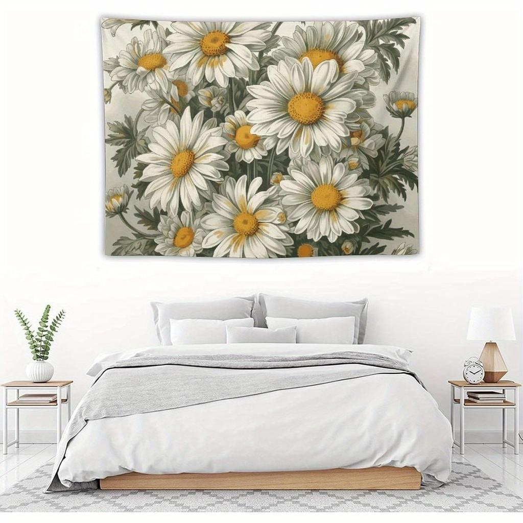 1pc Watercolor Daisy Tapestry Wall Hanging - Polyester Fabric, Machine Washable, Great for Bedroom Dorm Living Room Decoration
