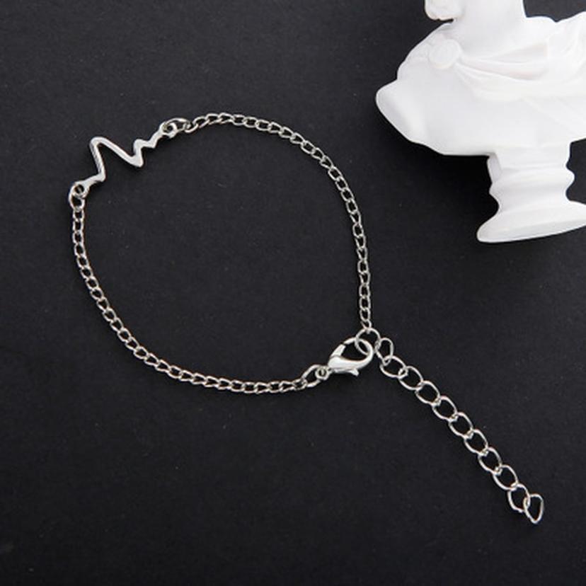 1 Pcs New Listing Fashion Personality Simple Design Heart Rate Electrocardiogram Chart Lightning Bracelet Couple Bracelet