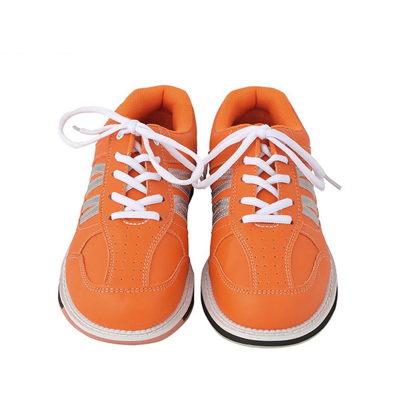 Brand CS Size 38-46 Orange Bowling Shoes for Men Women Non Slip Pro Lace Up Leather Alley Bowling Gym Boots Sport Sneakers