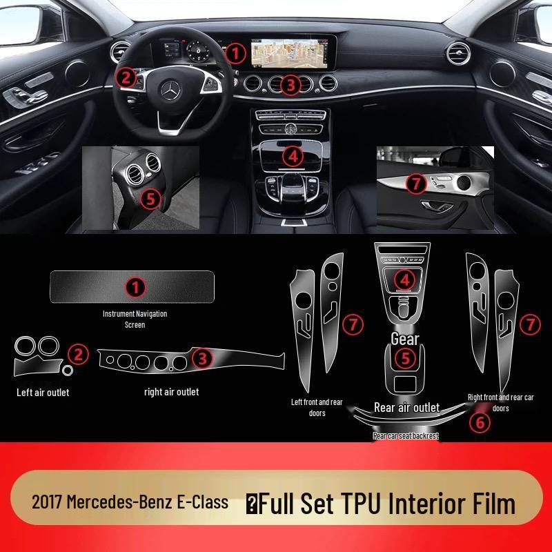 TPU Protective Film for 2017-2024 Mercedes-Benz E-Class E300L/E260L Interior Screens & Panels