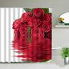 Romantic Rose Shower Curtain Set - Vibrant Red & Purple Floral Designs for Elegant Bathroom Décor, Waterproof & Easy Care