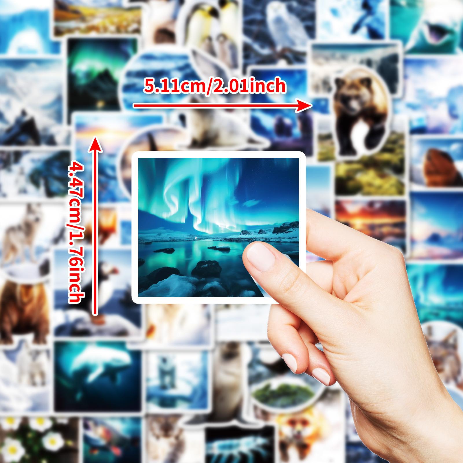 50 Beautiful Mountains And Rivers, Icebergs And Snow Graffiti Stickers, Creative North And South Pole Landforms Stickers