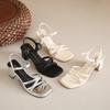 French beautiful sandals women's outer wear 2025 summer new one-word with high-end skirt summer Roman shoes