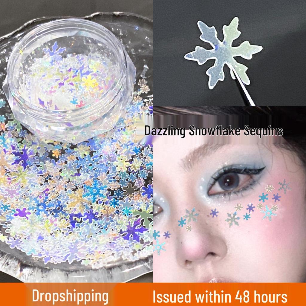 Colorful Glitter Snowflake Sequins for Christmas and New Year Makeup Decorations