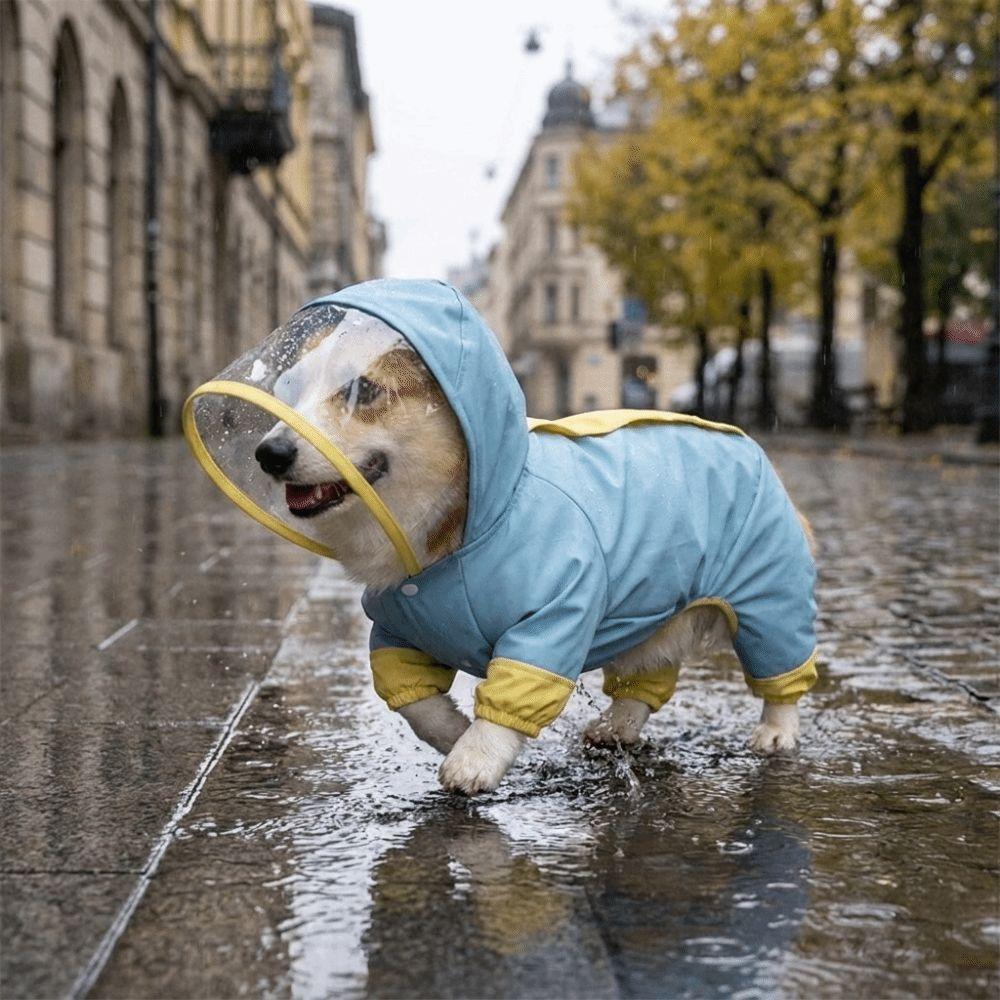 Windproof Dog Hooded Raincoat Waterproof Pet Waterproof Cloak Dog Rain Cloak Rainy Day