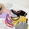 2025 Summer Girls' Cartoon Bear Embroidered Cotton T-shirt - Short Sleeve, Round Neck, Korean Style