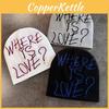 Simple Color Blocked Letter Pattern Neutral Casual Warm Knitted Hat Winter For