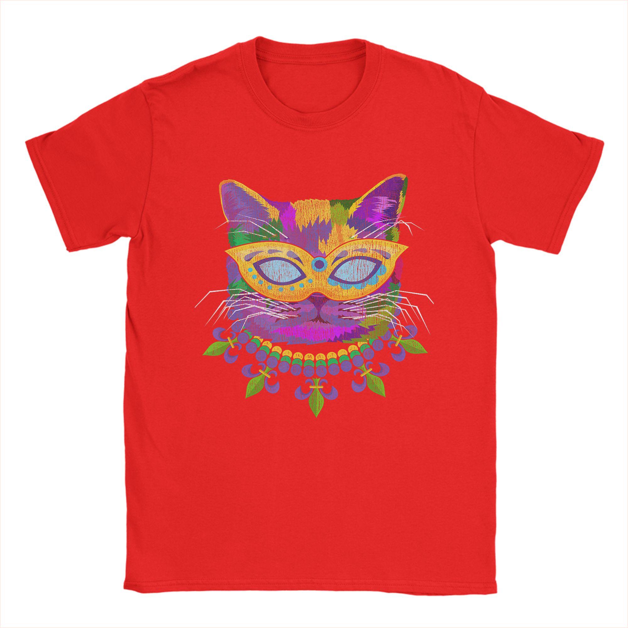 

Funny Cat Mardi Gras TShirts Unisex Crewneck Pure Cotton T Shirt Short Sleeve Tees Summer Tops S