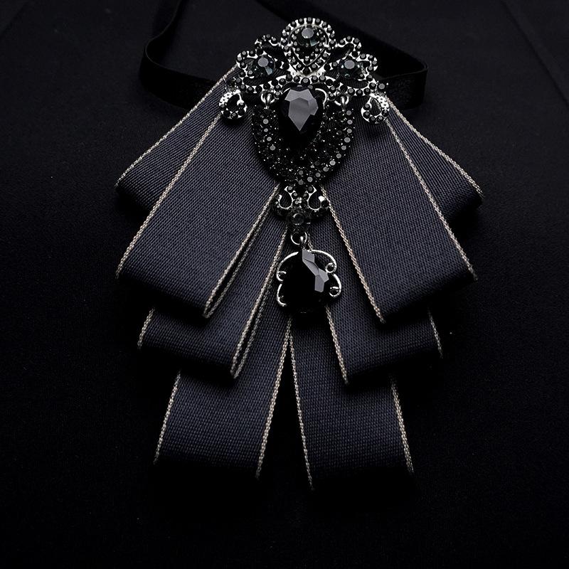 Detachable Bow Tie Brooch Silk Ribbon Collar Pin for Shirts & Blouses Fashion Floral Bow Clip for Women's Casual Outfit