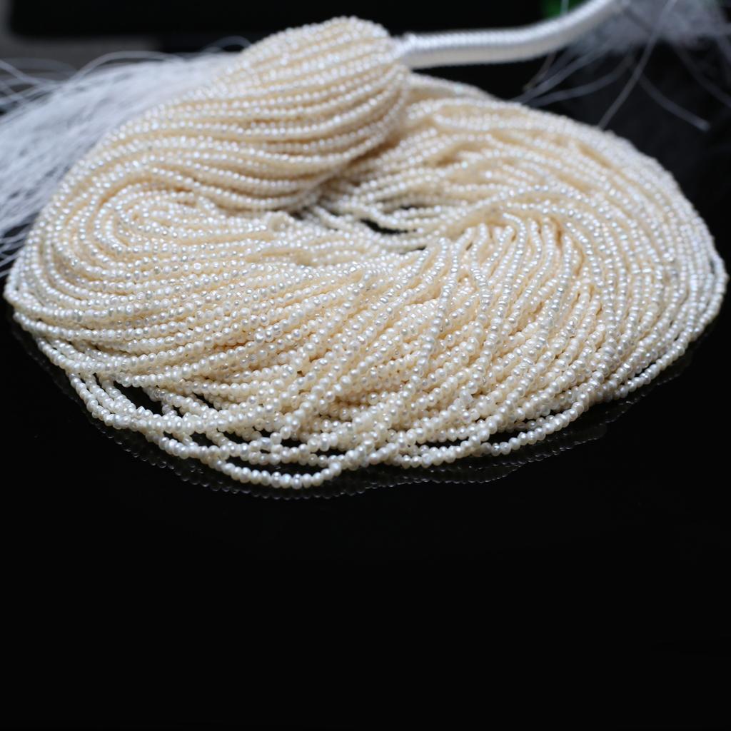 1String, White Natural Freshwater Pearls, Boho Handmade Punch Pearl Beads for Jewelry Making DIY Necklaces Crafts (Beads 1.8-2mm, Length 36cm)