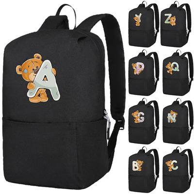 Lovely Little Bear 26 English Letters Backpack Girl School Bag Cosplay Canvas Backpacks Children Kid Bookbag Back To School