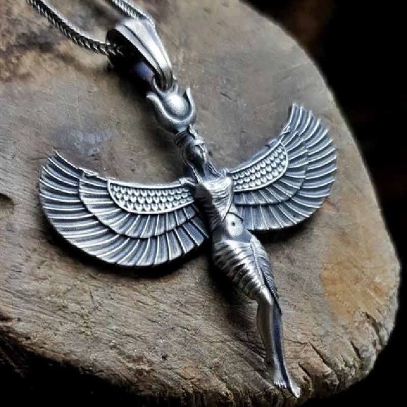 

Винтажное мужское ожерелье из нержавеющей стали 316L, древнеегипетская крылатая богиня, ожерелье в стиле панк, унисекс, вечерние ювелирные изделия, подарок Steel Chains & Pendants
