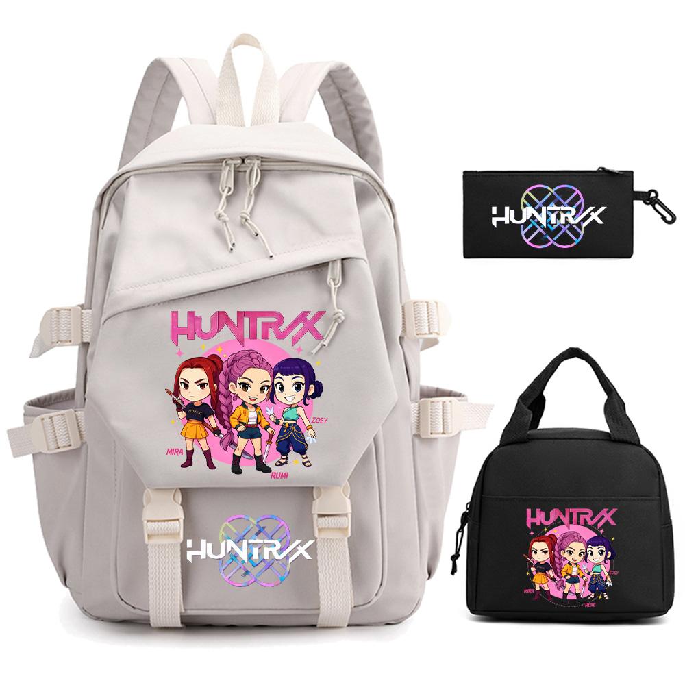 3 Stück/Set Cartoon Kpop Dämonenjäger Bedruckter Rucksack für Teenager Kinder Schüler Große Kapazität Schultasche Mädchen Geschenk Frauen wasserdichte Reisetasche